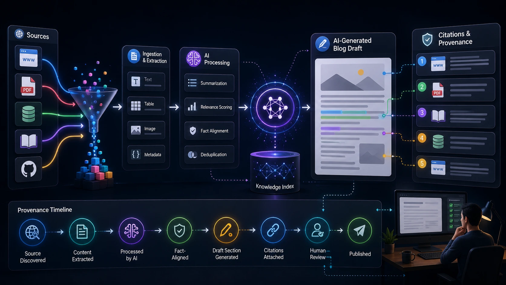 AI content workflow with citations
